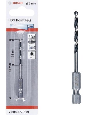 SHC4200 Mey Ithalat® Pointteq Altıgen Şaftlı Hss Matkap Ucu 3 mm
