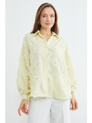 FullaModa Püsküllü Taş Işlemeli Salaş Gömlek