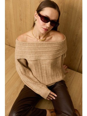 FullaModa Basic Madonna Yaka Salaş Triko Kazak