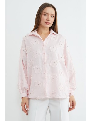 FullaModa Püsküllü Taş Işlemeli Salaş Gömlek