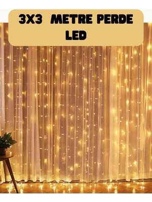 Flamex 3x3 Metre Perde LED Işık Sıcak  Şelale Tasarım Dekoratif Aydınlatma