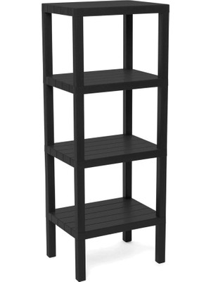 Flamex 4 Raflı - Siyah Modüler Ünite Plastik 38X29X100 CM (5047)
