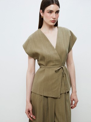 Lc Waikiki Yeni Sezon Kruvaze Yaka Keten Görünümlü Bluz