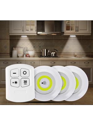Flamex Uzaktan Kumandalı Yapışkanlı Kablosuz Pilli LED 3’lü (5047)