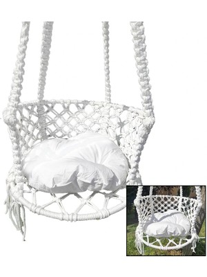 Flamex Ipek Hamak Davul Salıncak  Minderli   ÇAP:60CM   150KG.TAŞIMA Kapasitesi   1-Asma Halatı - 1-