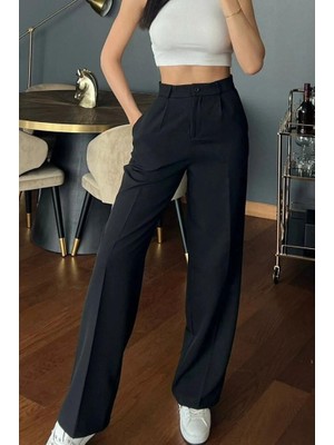 Gökyüzü Moda Kadın Yüksek Bel Cepli Ithal Krep Pantolon