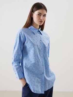 Lc Waikiki Yeni Sezon Çiçekli Oversize Poplin Kadın Gömlek Tunik