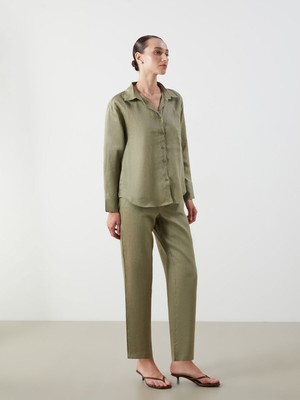 Lc Waikiki Yeni Sezon Beli Lastikli %100 Keten Kadın Pantolon