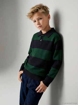 Lc Waikiki Yeni Sezon Polo Yaka Çizgili Erkek Çocuk Triko Kazak