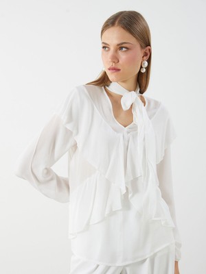 Lc Waikiki Yeni Sezon Bağlamalı Yaka Kadın Bluz