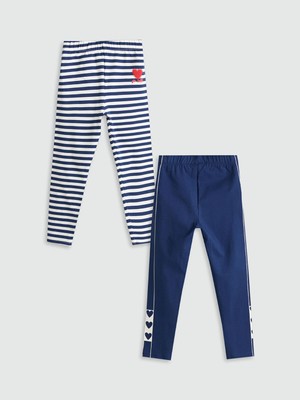 Lc Waikiki Yeni Sezon Beli Lastikli Baskılı Kız Çocuk Tayt 2'li