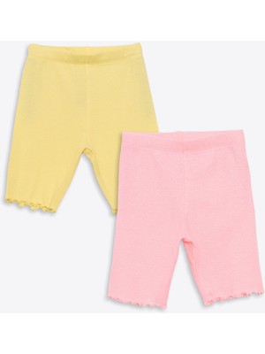 Lc Waikiki Yeni Sezon Beli Lastikli Kız Çocuk Kısa Tayt 2'li