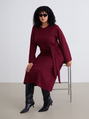 Lc Waikiki Yeni Sezon Büyük Beden Bisiklet Yaka Büzgülü Elbise