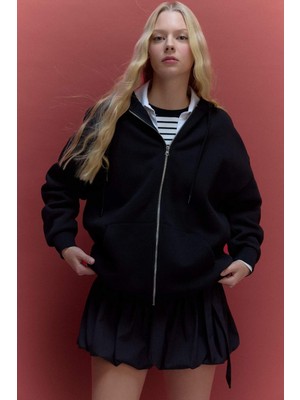 DeFacto Oversize Kapüşonlu Kalın Kumaş Hırka V4233AZ26SP