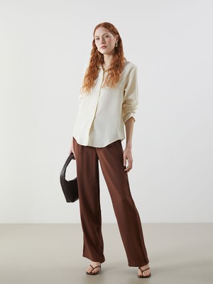 Lc Waikiki Yeni Sezon Beli Lastikli Dokulu Kadın Pantolon