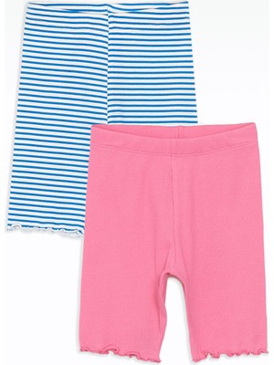 Lc Waikiki Yeni Sezon Çizgili Fırfırlı Kız Bebek Tayt 2'li