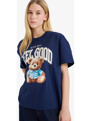 DeFacto %100 Pamuk Oversize Ayıcıklı Tişört G2336AX26SP