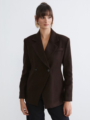 Lc Waikiki Yeni Sezon Kruvaze Yaka Kadın Kaşe Blazer Ceket