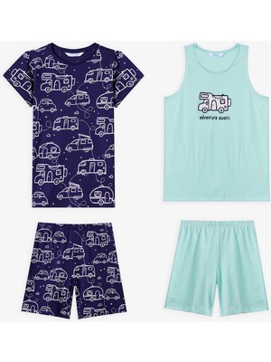 Penti Mint Yeşili Erkek Çocuk Adventure Await Pamuklu 2'li Pijama Takımı
