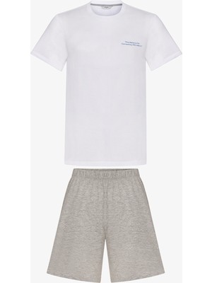 Penti Erkek Renkli Calm Grey Şortlu Pijama Takımı