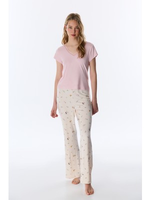 Penti Pembe Margot Solid Tişört Pijama Üstü