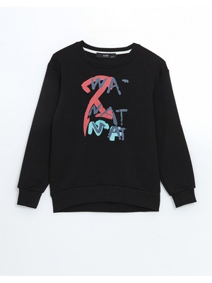 Lc Waikiki Yeni Sezon Bisiklet Yaka Baskılı Erkek Çocuk Sweatshirt