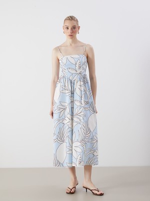 Lc Waikiki Yeni Sezon Kare Yaka Çiçekli Poplin Elbise