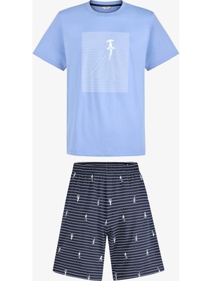 Penti Erkek Renkli Lighthouse Bay Şortlu Pijama Takımı