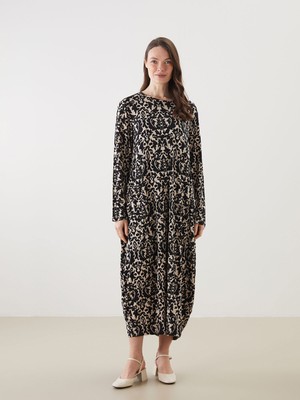 Lc Waikiki Yeni Sezon Bisiklet Yaka Desenli A Kesim Kadın Elbise