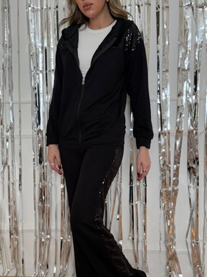 Wmpulse Kadın Yılbaşı Özel Iki Iplik Kumaş Pul ve Fermuar Detaylı Ikili Takım