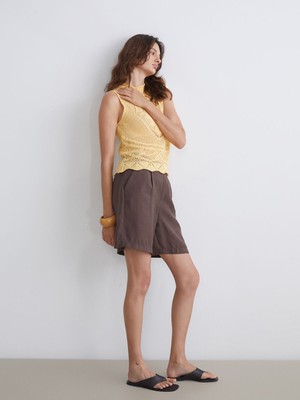 Lc Waikiki Yeni Sezon Standart Fit Modal Karışımlı Kadın Pileli Şort