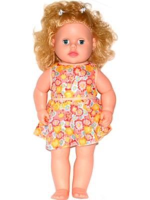 Erpa 60 cm Et Bebek Renkli Desenli Elbise ile Türkçe Konuşan Kız Çocuk Oyuncağı