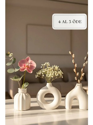 Zuri Design Bohem - Modern Beton Biblo 3’lü Set – Dekoratif Minimal Biblo