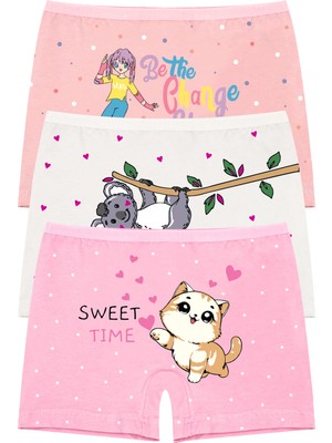 Öts Kız Çocuk Boxer 3'lü (%96 Pamuk - %4 Elastan)