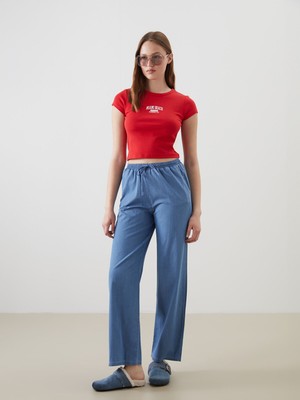 Lc Waikiki Yeni Sezon Beli Lastikli Wideleg Kadın Jean Pantolon