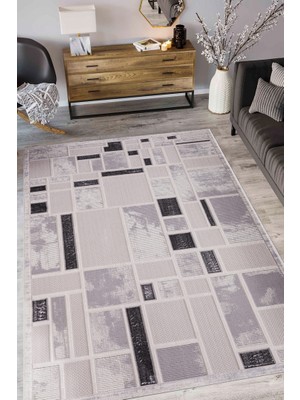 Alpina Home Nova Krem Gri Yumuşak Doku Salon Oturma Odası Mutfak Çocuk Odası Halısı