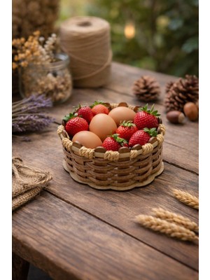 Seymen Bıçakçılık Ahşap Sepet Küçük Boy – El Yapımı Doğal Ahşap Organizer & Sunum Sepeti