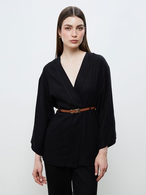 Lc Waikiki Yeni Sezon Şal Yaka Kemerli Kadın Kimono