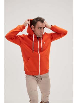 Bad Bear Even Full-Zip Hoodie Turuncu Fermuarlı Kapüşonlu Erkek Sweatshirt