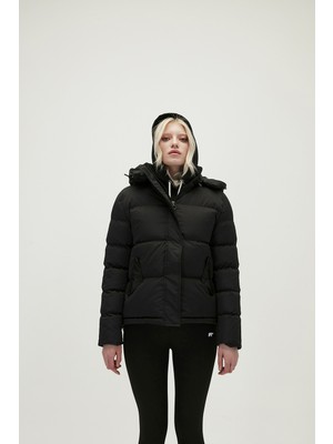 Bad Bear Tinkerbell Puffer Siyah Kapüşonlu Kadın Mont