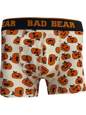 Bad Bear Pumpkin Off-White Beyaz Balkabağı Desenli Erkek Boxer