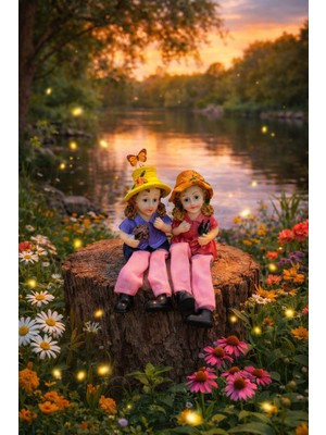 Seymen Bıçakçılık Çiçek Bahçesi Temalı Sevimli Kız Figürleri | Sallanan Ayaklı Dekoratif Biblo Seti