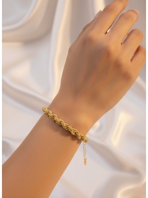 Zarene Silver Xuping Parlak Burgulu Bileklik 14K Gold