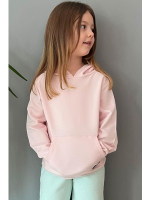 Breeze Kız Çocuk Sweatshirt Kanguru Cepli Armalı 4-8 Yaş, Pembe