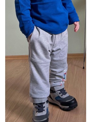 Breeze Erkek Çocuk Eşofman Altı Baskılı Cepli 1.5-5 Yaş, Açık Gri Melanj