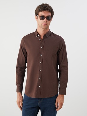 Lc Waikiki Yeni Sezon Regular Fit Uzun Kollu Keten Karışımlı Erkek Gömlek