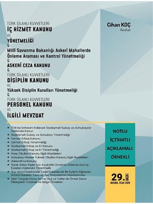 2026 Cihan Koç Türk Silahlı Kuvvetleri Iç Hizmet Kanunu ve Yönetmeliği Askeri Ceza Disiplin ve Personel Kanunu