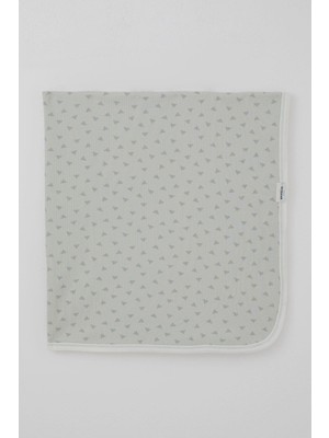 Breeze Yenidoğan Bebek Battaniyesi Minik Üçgenler Desenli Standart, Su Yeşili