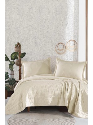 Clasy Ranforce %100 Pamuk Çift Kişilik Yatak Örtüsü Seti Avola V6 Ekru