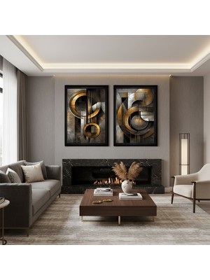 Duvar Ev Ofis Dekorasyonu Için  Modern 2'li Çerçeveli Tablo Seti